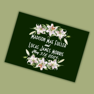 White on Deep Green Calla Lilies Wedding Thank You Card