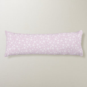 White on Dusty Pink Lino Print Stars Pattern Body Cushion