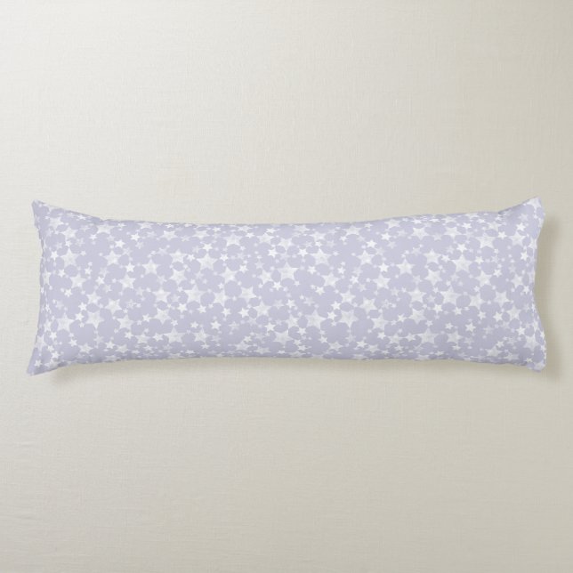 White on Dusty Purple | Lino Print Stars Pattern Body Cushion (Front)