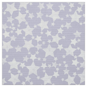 White on Dusty Purple   Lino Print Stars Pattern Fabric