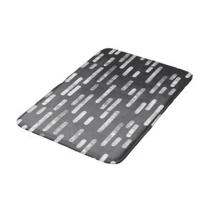 White on Graphite Inky Rounded Lines Pattern Bath Mat