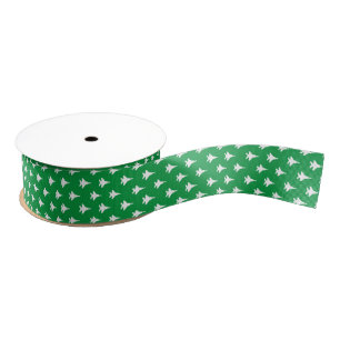 White on Green F-15 Fighter Jet Patterned Grosgrain Ribbon
