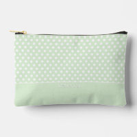 White on Jade Green Polka Dot Pattern with Name