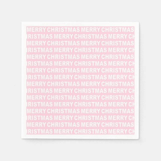 White on Light Pink Christmas Typography Napkin (Front)