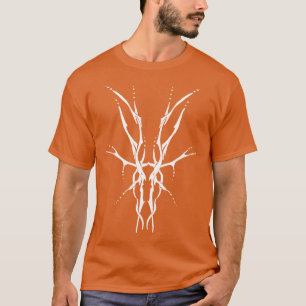 White on Orange Tribal Deer Skull Hunting Design T-Shirt