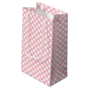 White on Pink Medium Size Polka Dots Small Gift Bag