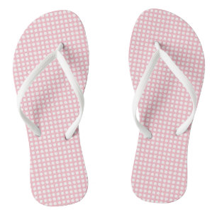 White on Pink Small Size Horizontal Polka Dots Flip Flops