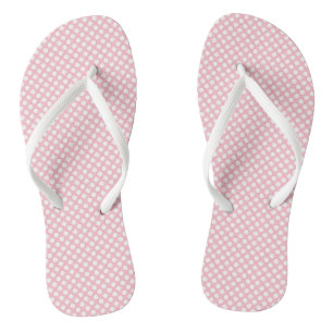 White on Pink Small Size Polka Dots Flip Flops