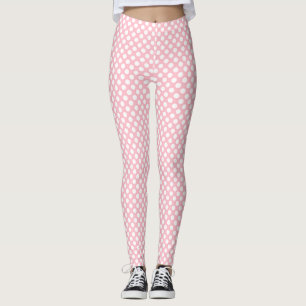 White on Pink Small Size Polka Dots Leggings