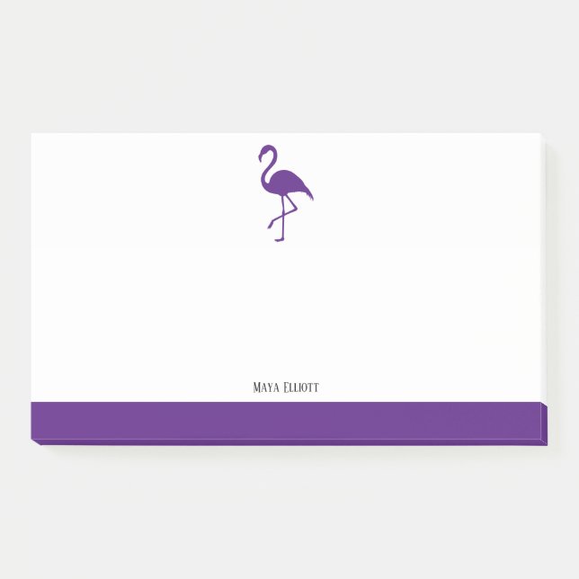 White on Purple Flamingo & Border with Name Post-it Notes (Front)