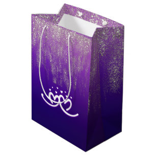White on Purple Gradient Medium Gift Bag