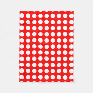 White on Red Large Size Horizontal Polka Dots Fleece Blanket