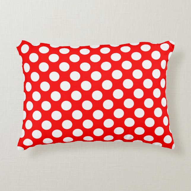 White on Red Large Size Polka Dots Decorative Cushion (Front)
