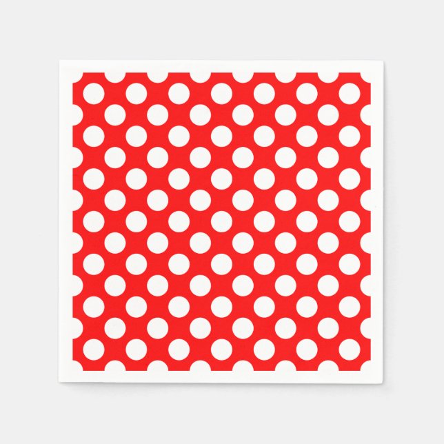 White on Red Large Size Polka Dots Paper Napkin (Front)