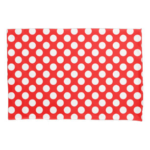 White on Red Large Size Polka Dots Pillowcase