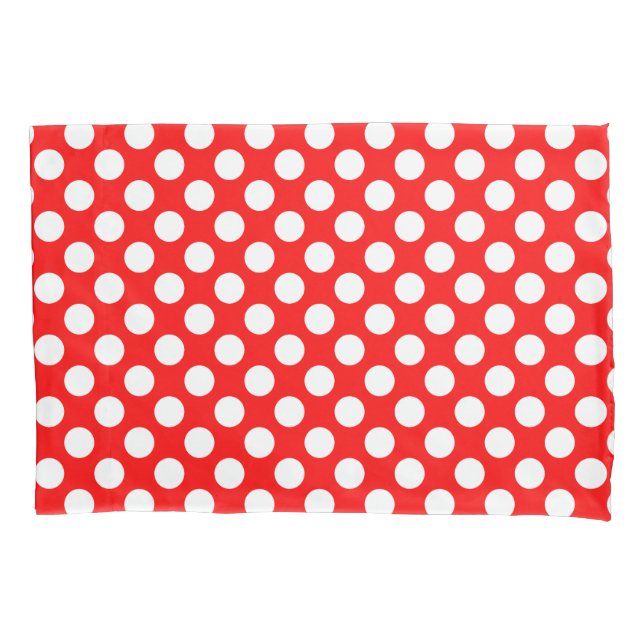 White on Red Large Size Polka Dots Pillowcase (Front)