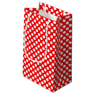 White on Red Medium Size Polka Dots Small Gift Bag