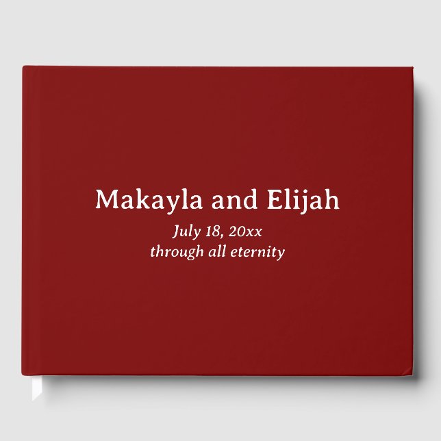 White on Red Minimalist Wedding Guest Book (Front)