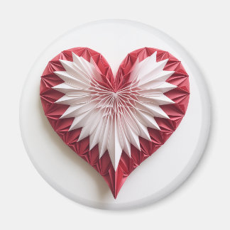 White on red origami heart magnet