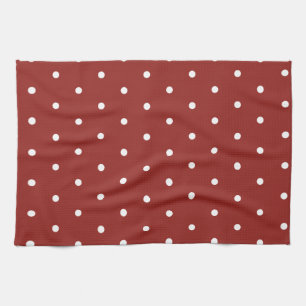 White on Red Polka Dots Tea Towel