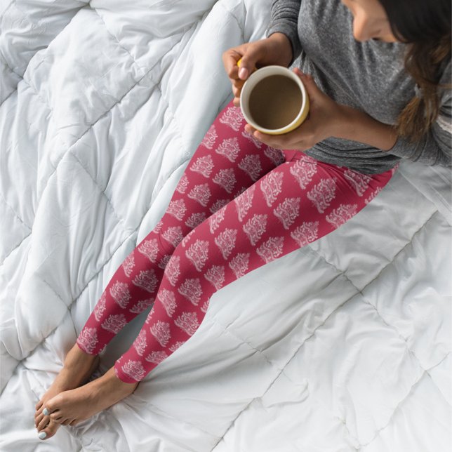 White on Red Scandinavian Nordic Christmas Tree Leggings (Creator Uploaded)