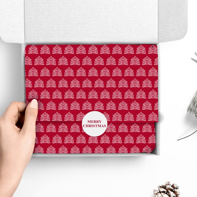 White on Red Scandinavian Nordic Christmas Tree Tissue Paper (Creator Uploaded)