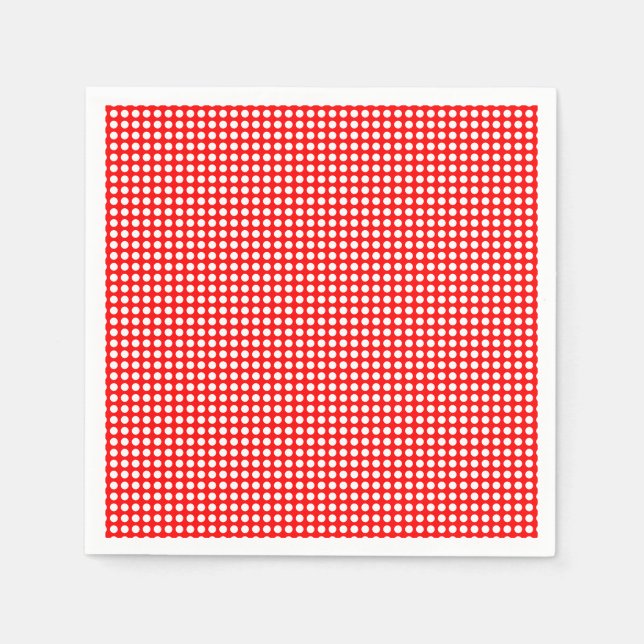 White on Red Small Horizontal Polka Dots Paper Napkin (Front)