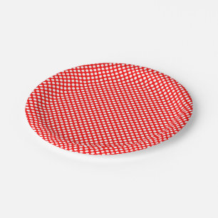 White on Red Small Size Polka Dots Paper Plate