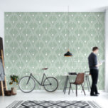 White on sage green art deco pattern wallpaper<br><div class="desc">An elegant white art deco pattern over a changeable sage green background.
By changing the background colour against the white Art Deco pattern,  you can create colour combinations that matches your decor.</div>