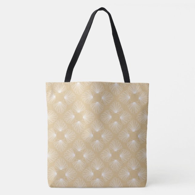 White on Tan Shells Tote Bag (Front)