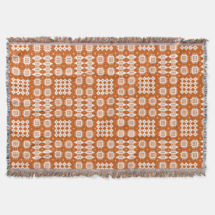White on Tan Welsh Tapestry Pattern Throw Blanket