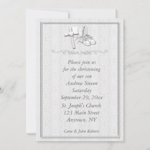 White on White Christening Invitation