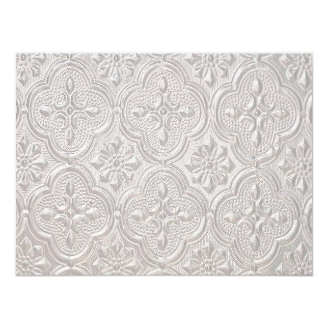 White On White Floral Pattern Photo Print (Front)