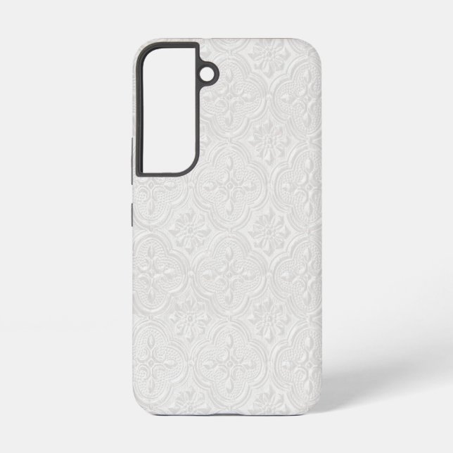 White On White Floral Pattern Samsung Galaxy S22 Case (Back)
