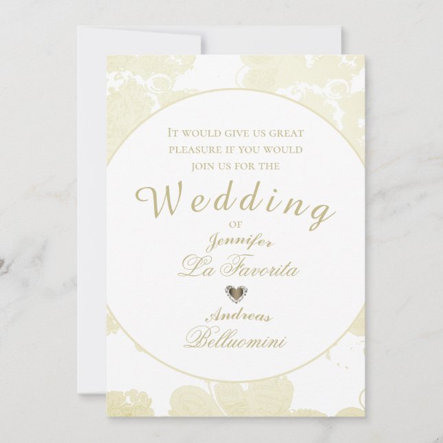 White on White Floral  Wedding Invitation (Front)