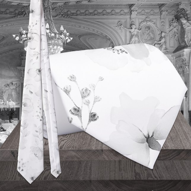 White On White Garden Peony Wedding Tie (Creator Uploaded)