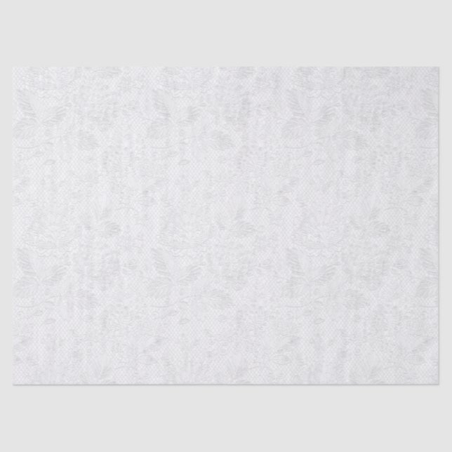 White on White Lace Embossed Look Tissue Paper (Front)
