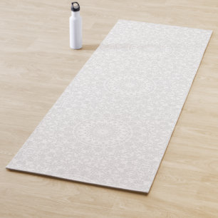 White on White Mandala Kaleidoscope Medallion Yoga Mat