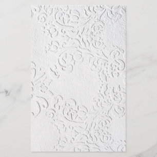 “White on White Ornate Design” Stationery