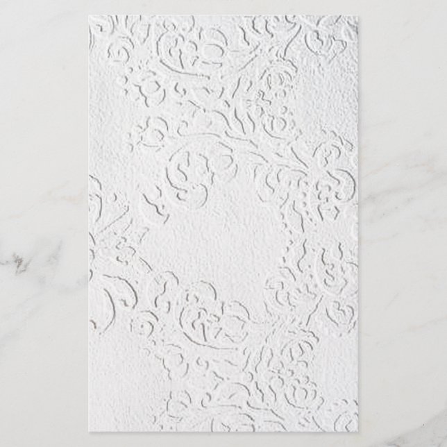 “White on White Ornate Design”  Stationery (Front)