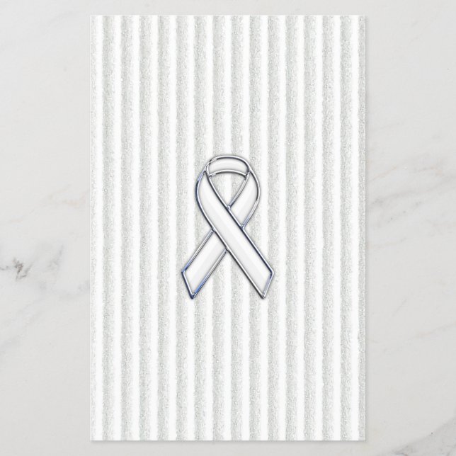 White on White Ribbon Awareness Stripes Flyer (Front)