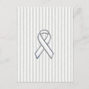 White on White Ribbon Awareness Stripes Postcard
