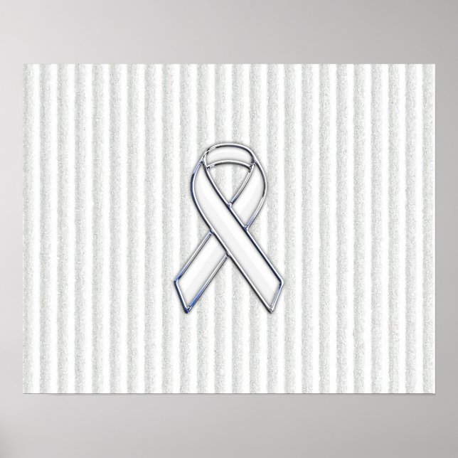 White on White Ribbon Awareness Stripes Poster (Front)