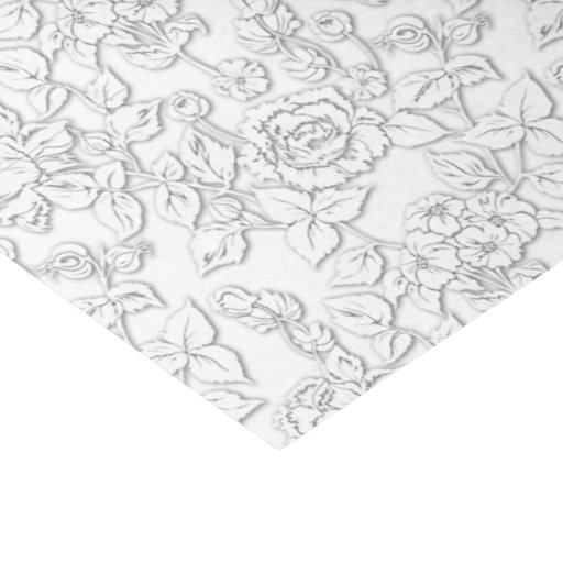 Image of White on White Rose Modern Damask Floral Tissue Paper