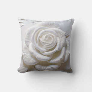 White On White - Sculpted Rose Cushion