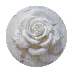 White On White - Sculpted Rose Cutting Board
