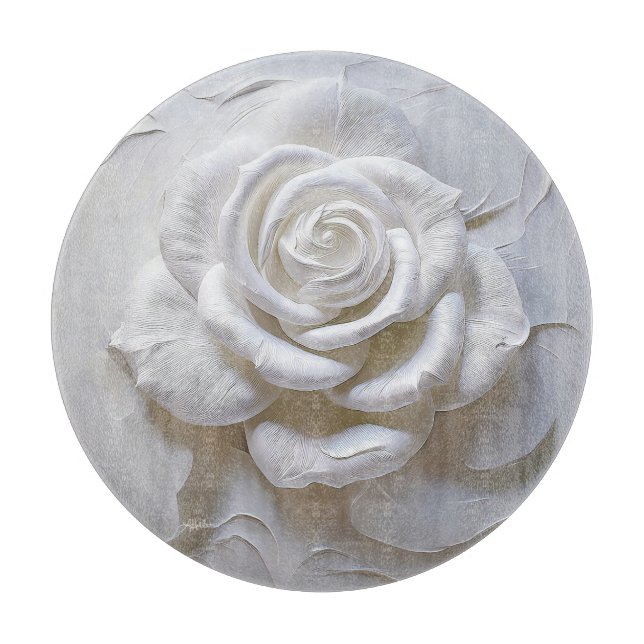 White On White - Sculpted Rose Cutting Board (Front)