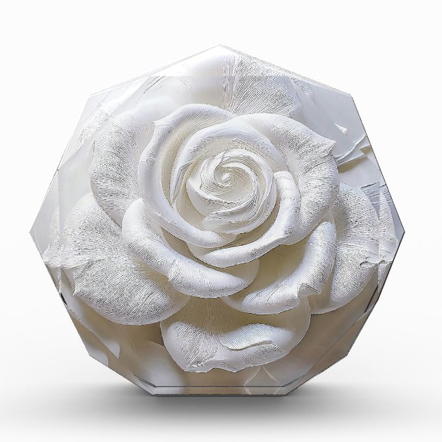 White On White - Sculpted Rose Photo Block (Front)