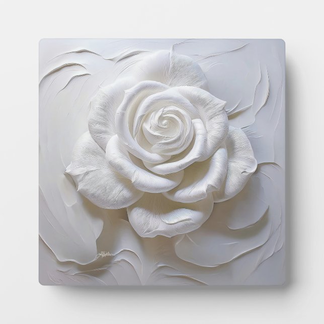 White On White - Sculpted Rose Plaque (Front)