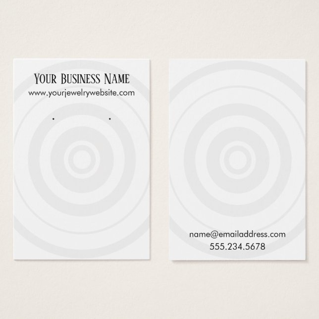 White on White Target Earring Holder Display Card (Front & Back)